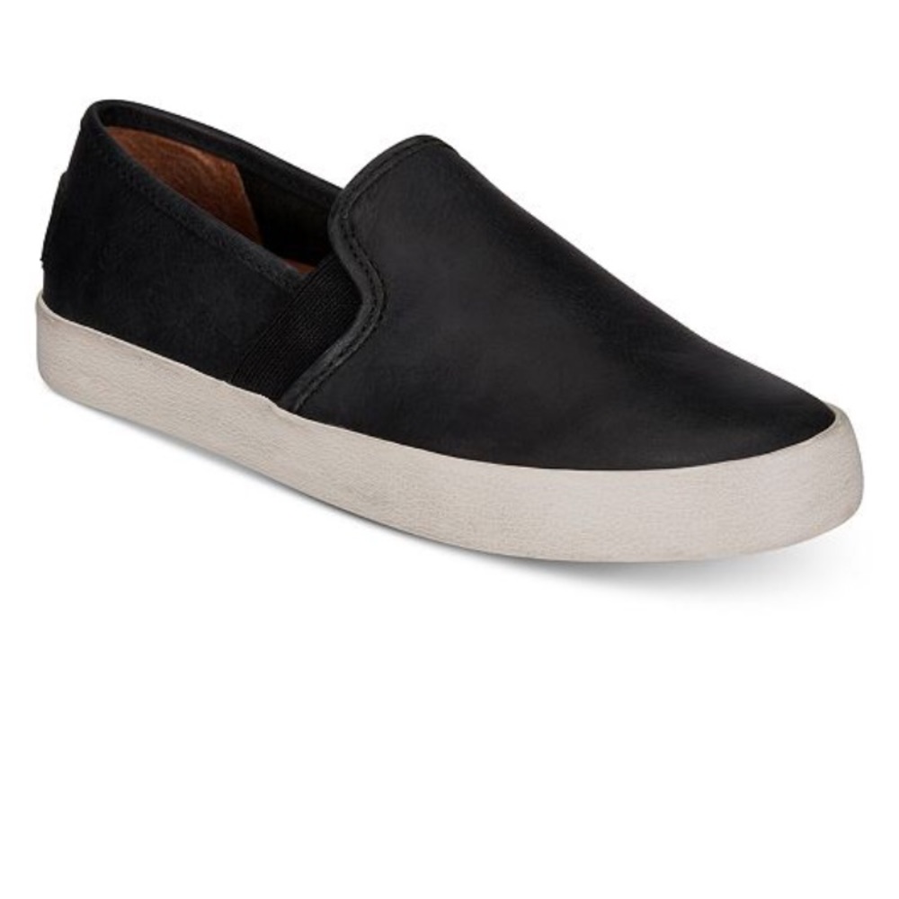 Black Leather Frye Slide Ons